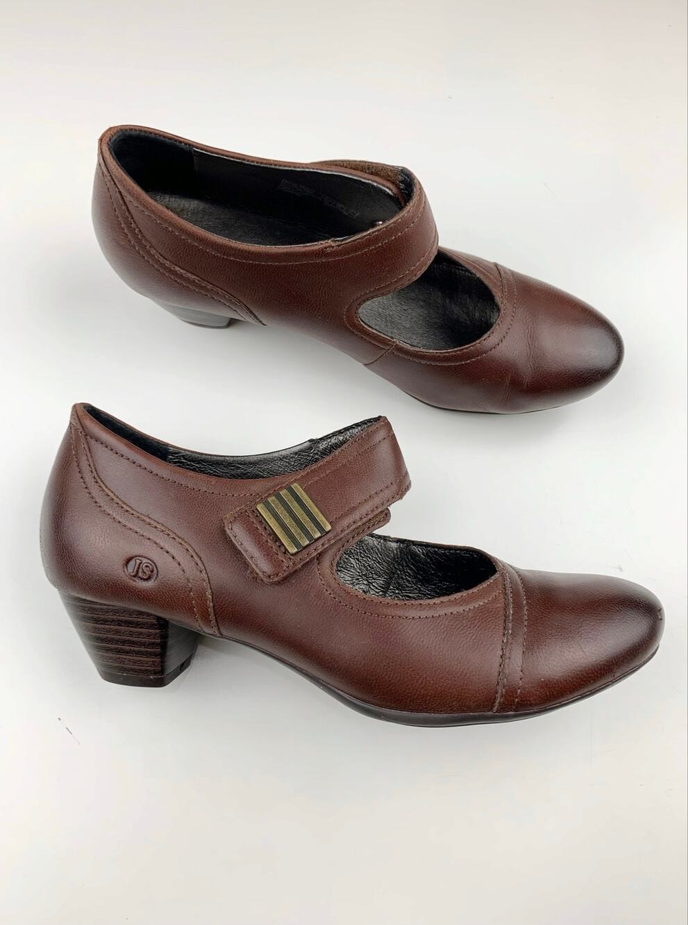 Josef Seibel Mary Jane Comfort Shoes Heels Brown Leather Women's 37 US 6.5